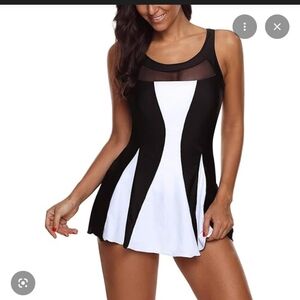 American Trends Bathing Suit Tummy Control/Womens Mesh Swimdress One Piece Sz 3X